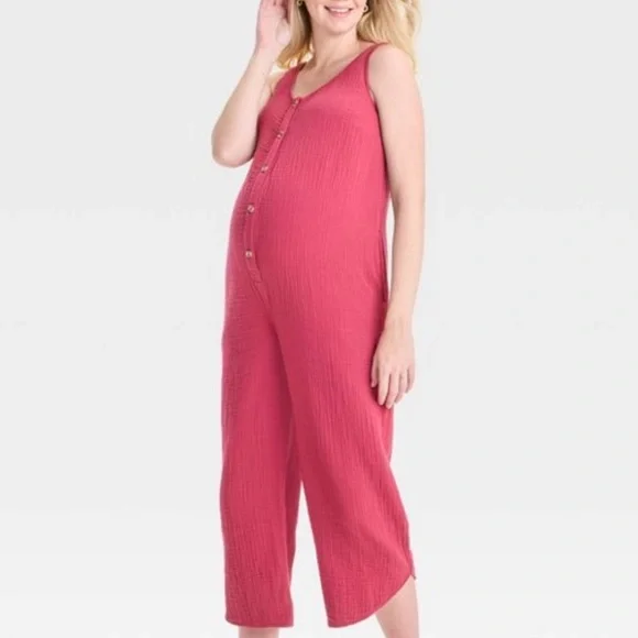 Gauze Maternity Jumpsuit Isabel Maternity Red
Cotton Pull On Pockets Crop S - Picture 1 of 9